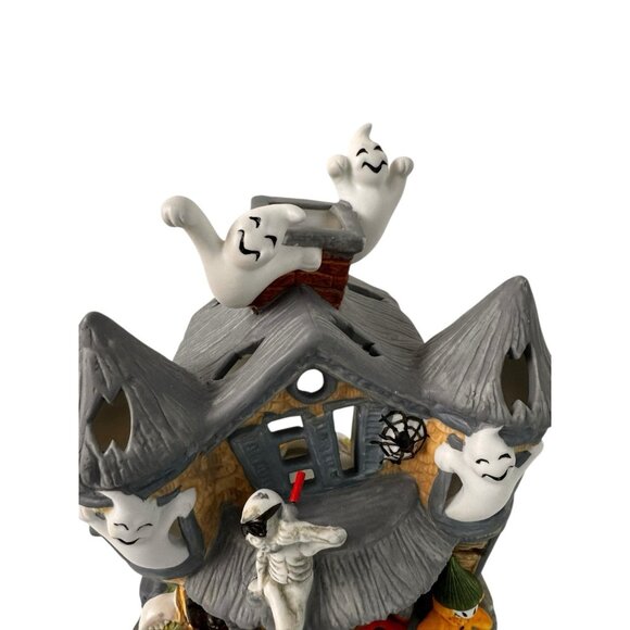 PartyLite Halloween Haunted Tealight House Ceramic Candle Holder P7311 - Picture 2 of 7